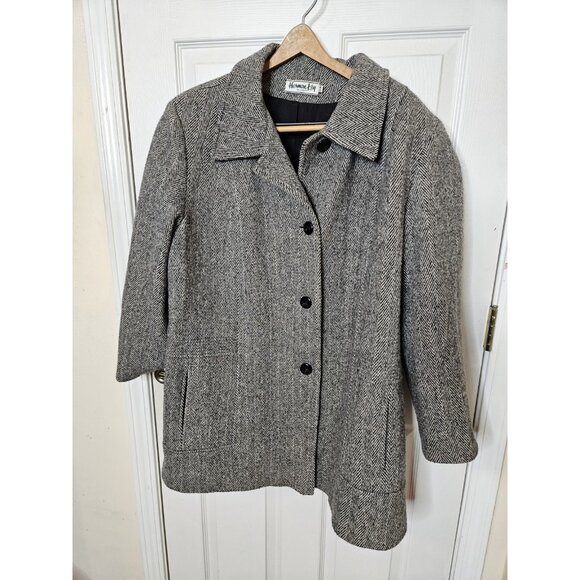 Herman Kay Wool Pea Coat  Jacket Gray  3 Button Closure USA VINTAGE 90S 22wp USA - Picture 1 of 12